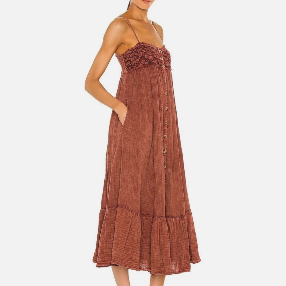 Free People Linda Jo Midi Dress in Roobios - XS